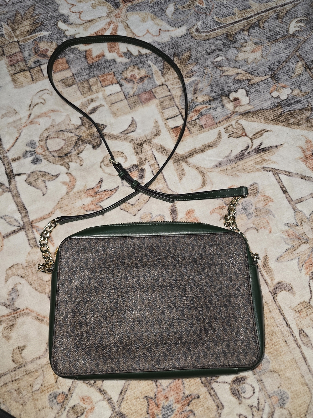Michael Kors Jet Set Green Navy Stripe Crossbody Bag - Picture 2 of 10